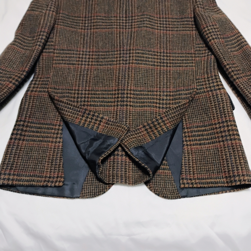 Men's Short Stature/Boys Husky John Weitz Vintage Brown Plaid Blazer - Picture 9 of 16